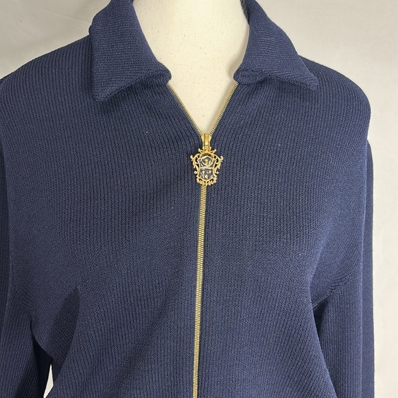 St John Sport by Marie Gray RARE Knit Zip Up Nautical Bomber style Jacket - Picture 3 of 8